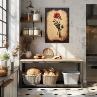 Skeletal Hand and Rose Artistic, Abstract, Pop Culture Poster