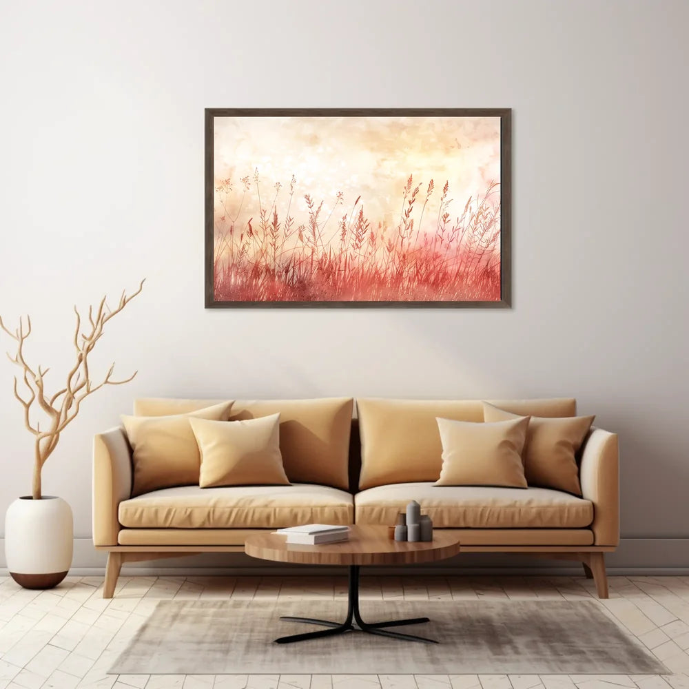 Serene Sunset Wildflower Watercolor Art Print