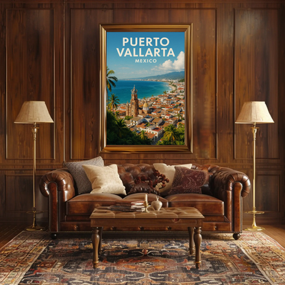 Puerto Vallarta Mexico Aerial Beach View Travel Poster