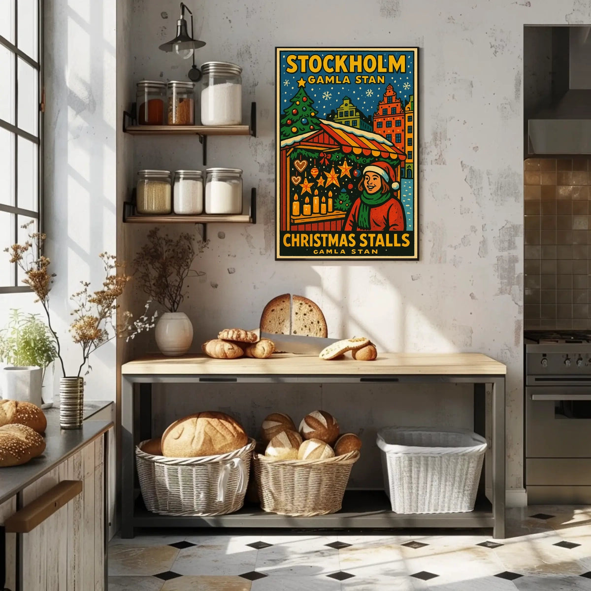 Stockholm Christmas Stalls Poster