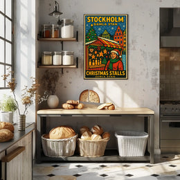 Stockholm Christmas Stalls Poster