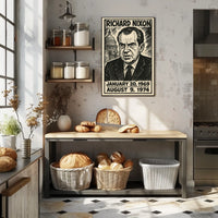Richard Nixon 37th President of the United States B & W Comic Sketch Poster