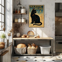 Elegant Black Cat Vintage Artistry Animal Poster