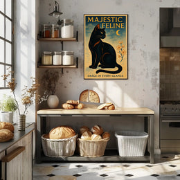 Elegant Black Cat Vintage Artistry Animal Poster