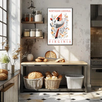 Northern Cardinal Virginia State Bird Art Poster