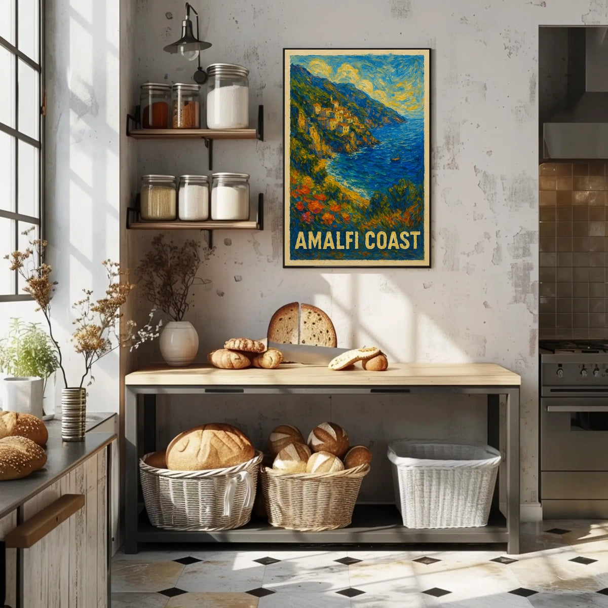 Amalfi Coast Poster Wall Art Coastal Decor Travel Gift Idea