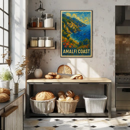 Amalfi Coast Poster Wall Art Coastal Decor Travel Gift Idea