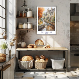 Cotswolds English Countryside Watercolor Travel Poster PosterGoat