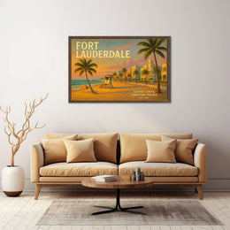 Fort Lauderdale Beach Scene Travel Poster