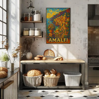 Whimsical Amalfi Coast Poster For Coastal Living Spaces