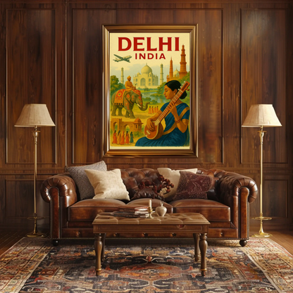 Delhi India Taj Mahal Culture Travel Poster
