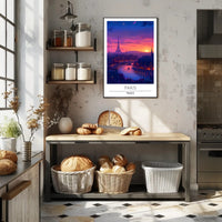 Paris Sunset with Eiffel Tower Urban or Cityscape Poster
