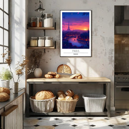 Paris Sunset with Eiffel Tower Urban or Cityscape Poster