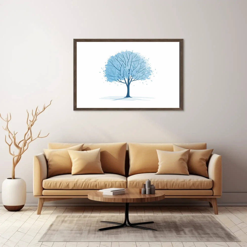 Tranquil Blue Tree Minimalist Art Print