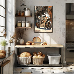 Futuristic Motorcycle In Urban Alley Poster PosterGoat