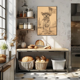 sketch style drawing of a cowboy dog Poster