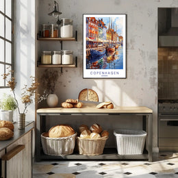 Colorful Waterfront in Copenhagen Poster PosterGoat
