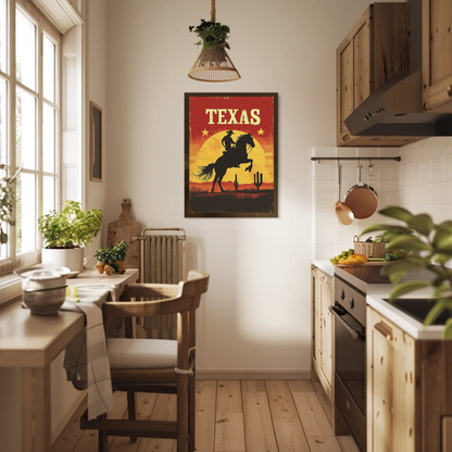 Texas Vintage Poster - Cowboy Sunset