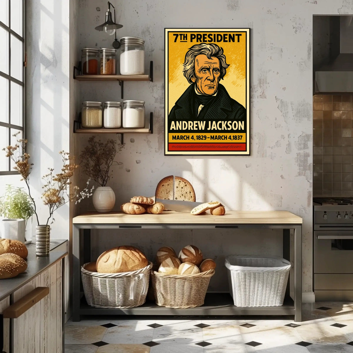 Andrew Jackson 7th President of the United States Inked Comic Style Poster