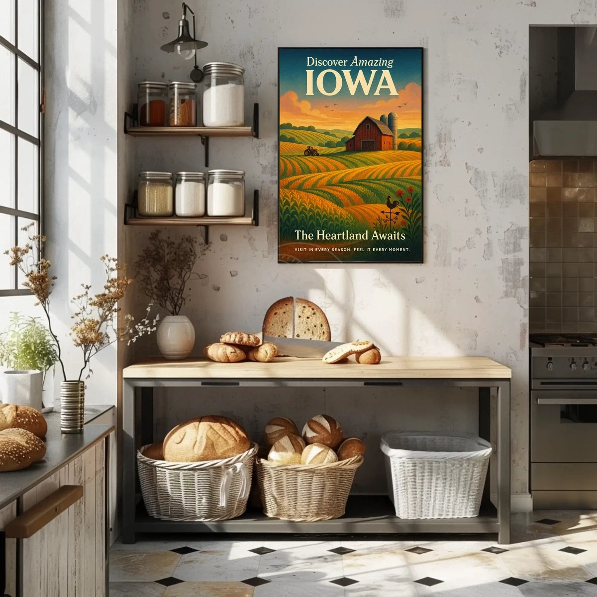 Iowa Heartland Vintage Travel Poster