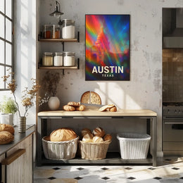 Austin Texas Vibrant Cityscape Digital Painting Pop Art Urban Skyline Travel Inspired Poster