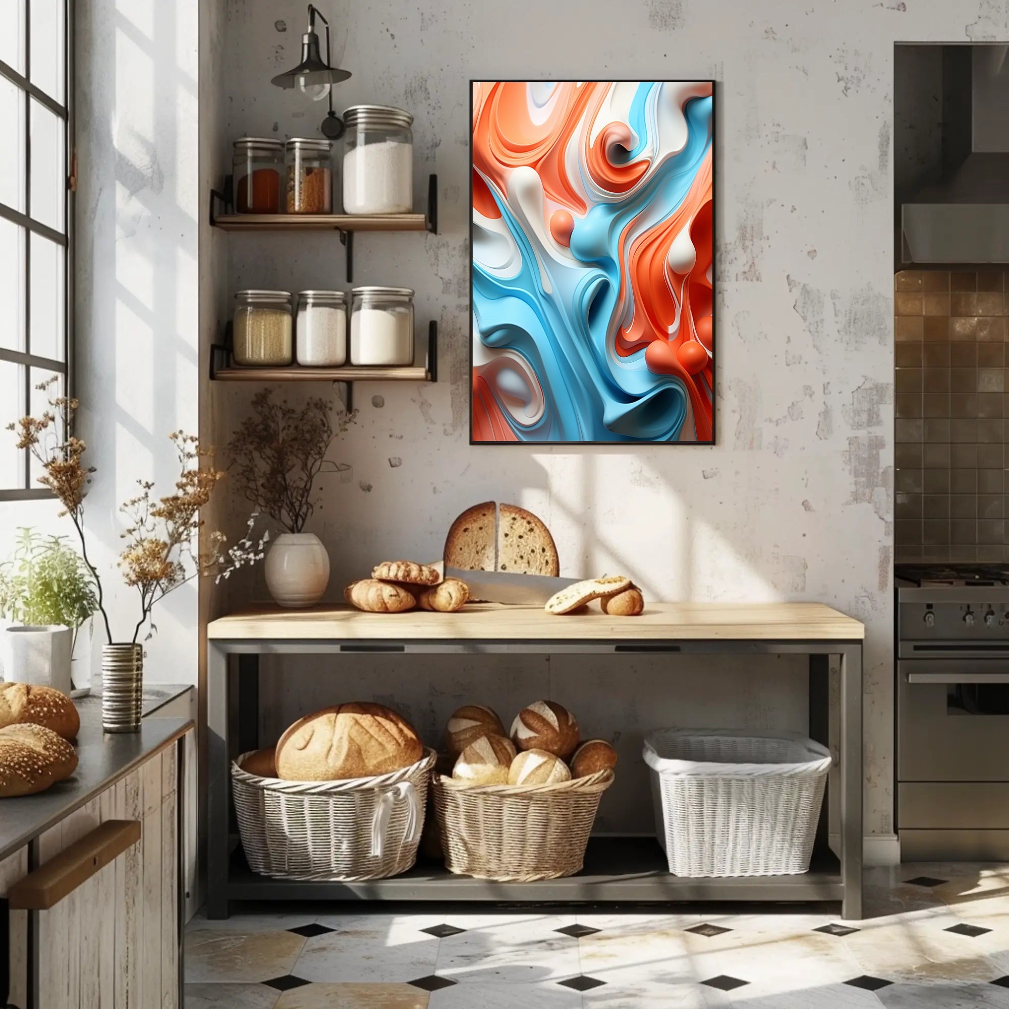 Abstract Waves Of Color Abstract Poster PosterGoat