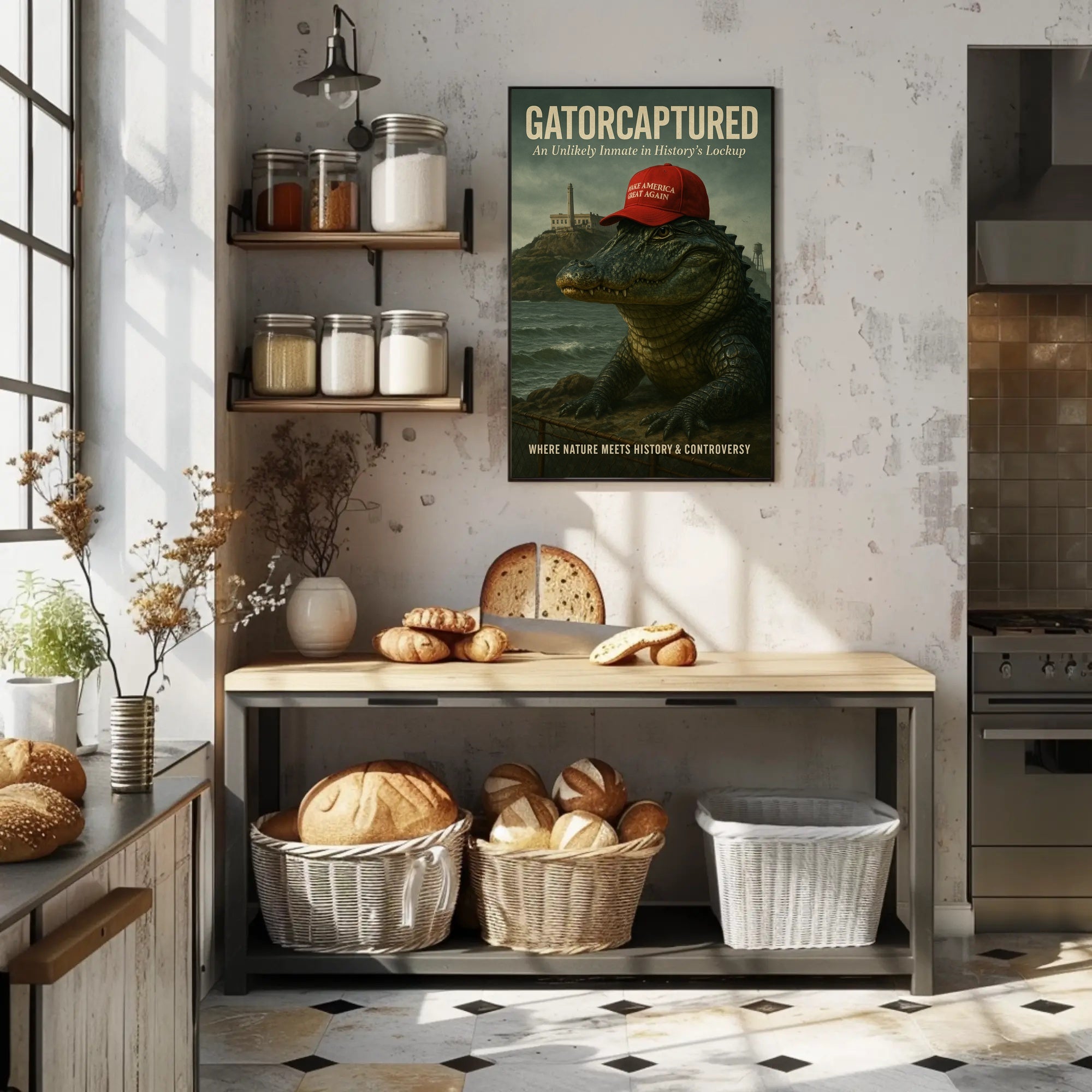 Alligator in Red Cap Political or Propaganda Poster PosterGoat