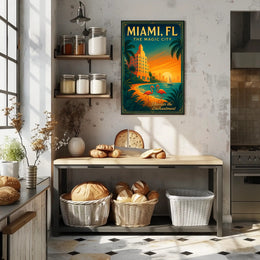 Miami Sunset Magic: Vintage Travel Art Poster
