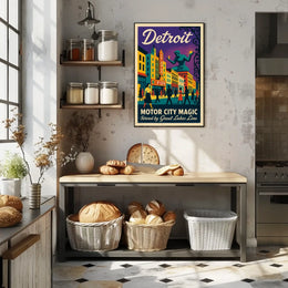 Motor City Magic Retro Urban Cityscape Poster