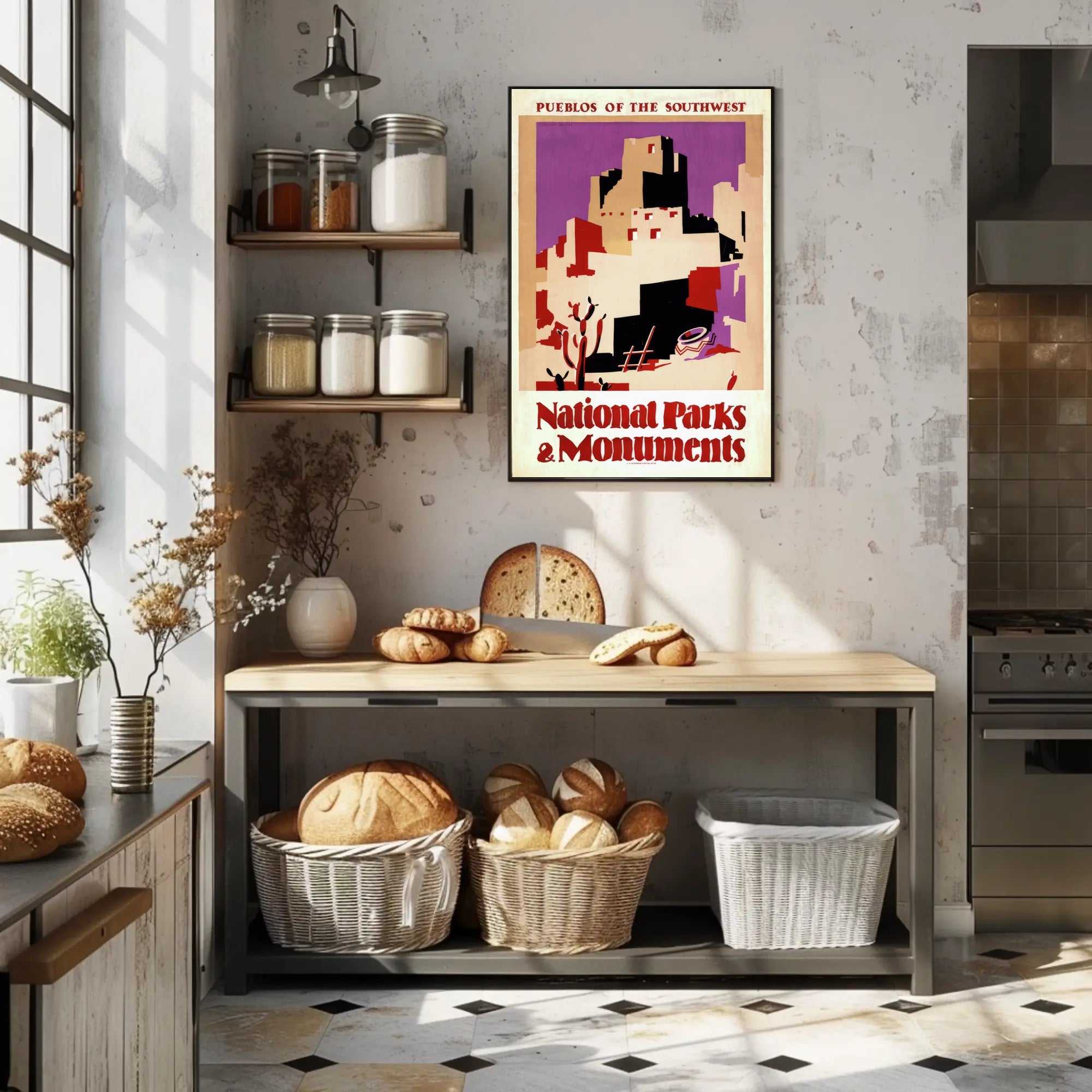 Pueblos Of The Southwest Travel Poster Vintage Print