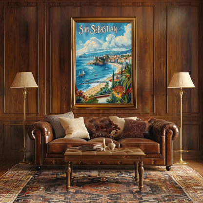 San Sebastian Bay and Cityscape Travel Poster
