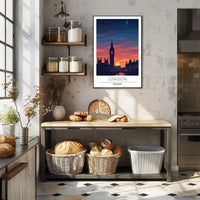 London Sunset Cityscape Illustration - Urban or Cityscape Poster