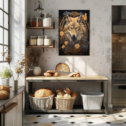 Mystic Wolf Floral Fantasy Animal Poster