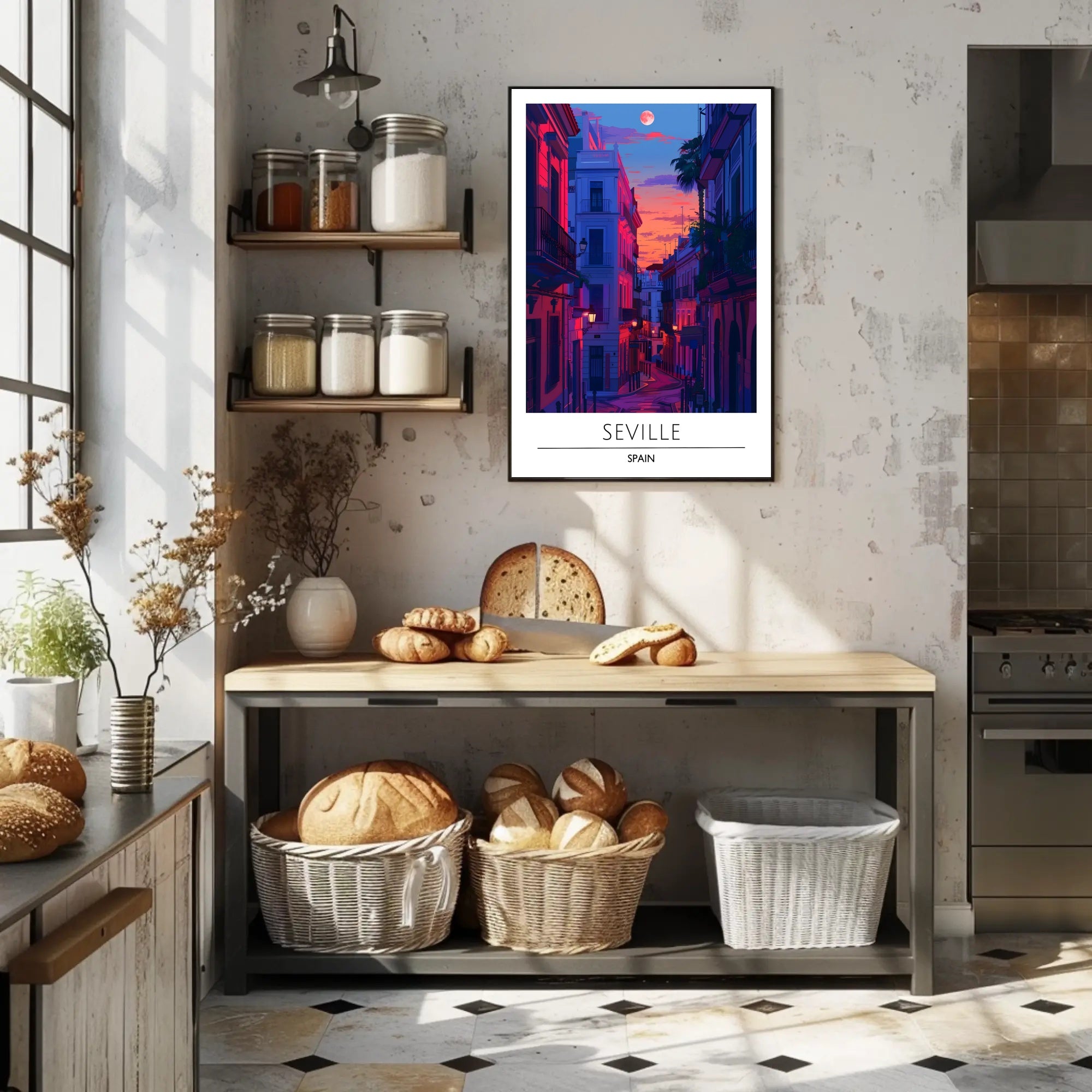 Seville Twilight Urban Escape Poster