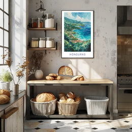Honduras Scenic Coastal Travel Poster PosterGoat