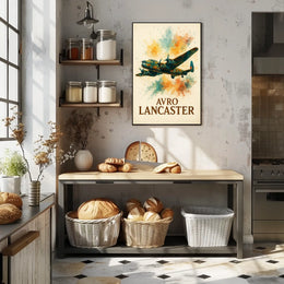 Avro Lancaster WWII Bomber Watercolor Art Poster