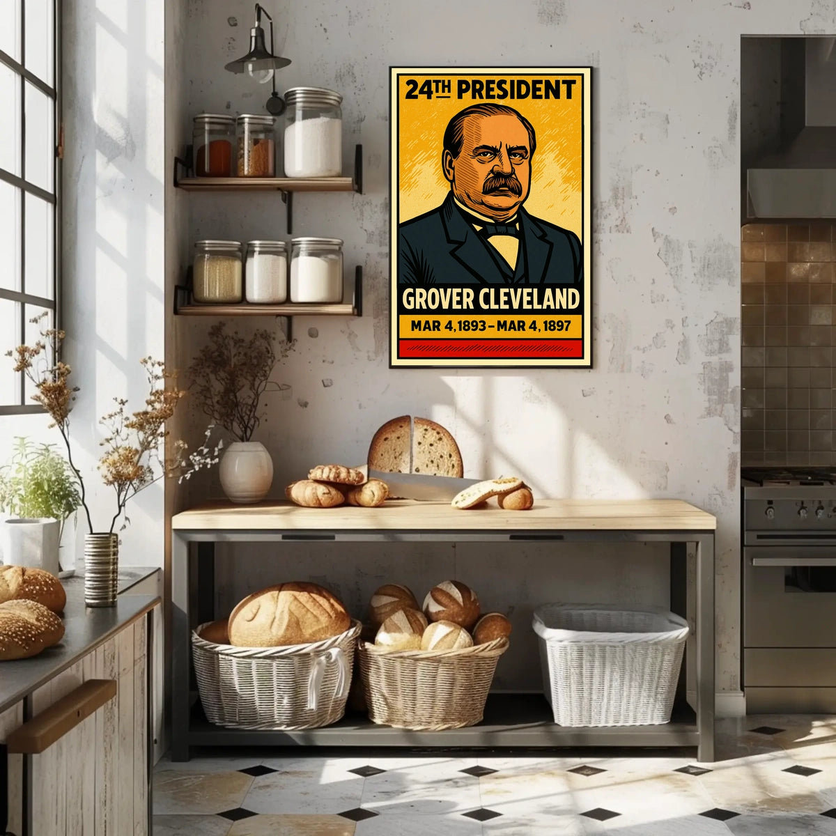 Grover Cleveland 24th President of the United States Inked Comic Style Poster