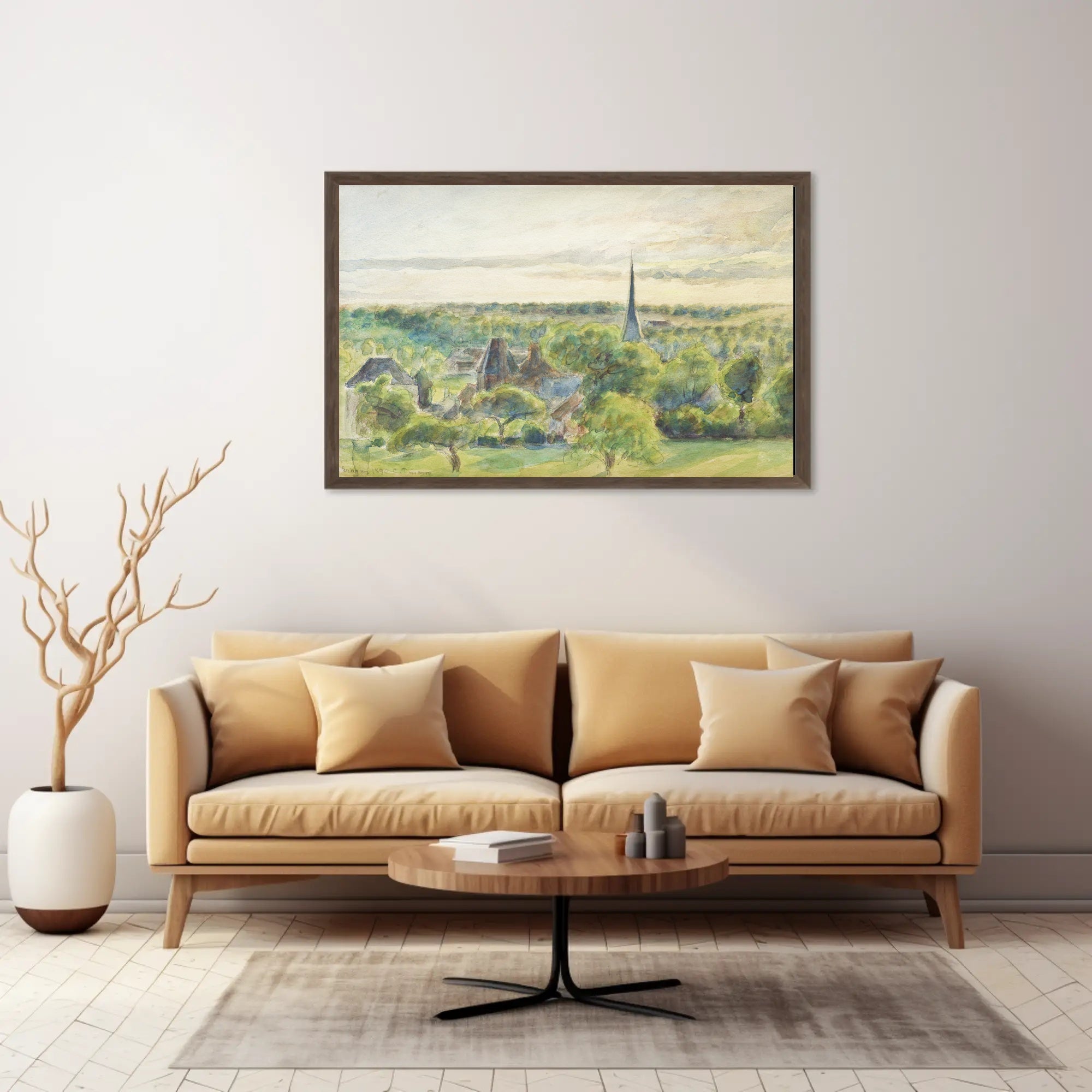 Serene European Village Scene in Artistic Poster