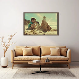 Nostalgic Beach Scene Sandcastle Photography Poster
