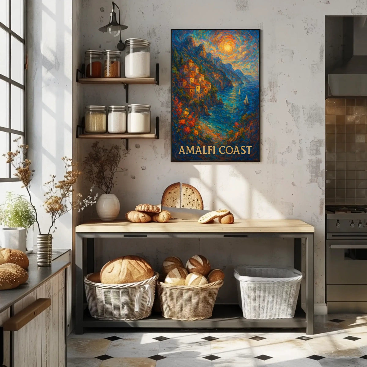 Amalfi Coast Poster 18x24 Wall Art for Coastal Decor