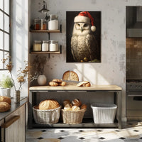 Festive Owl In Santa Hat Poster