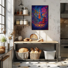 Tokyo Tower Fantasy: Vibrant Poster of Tradition & Modernity