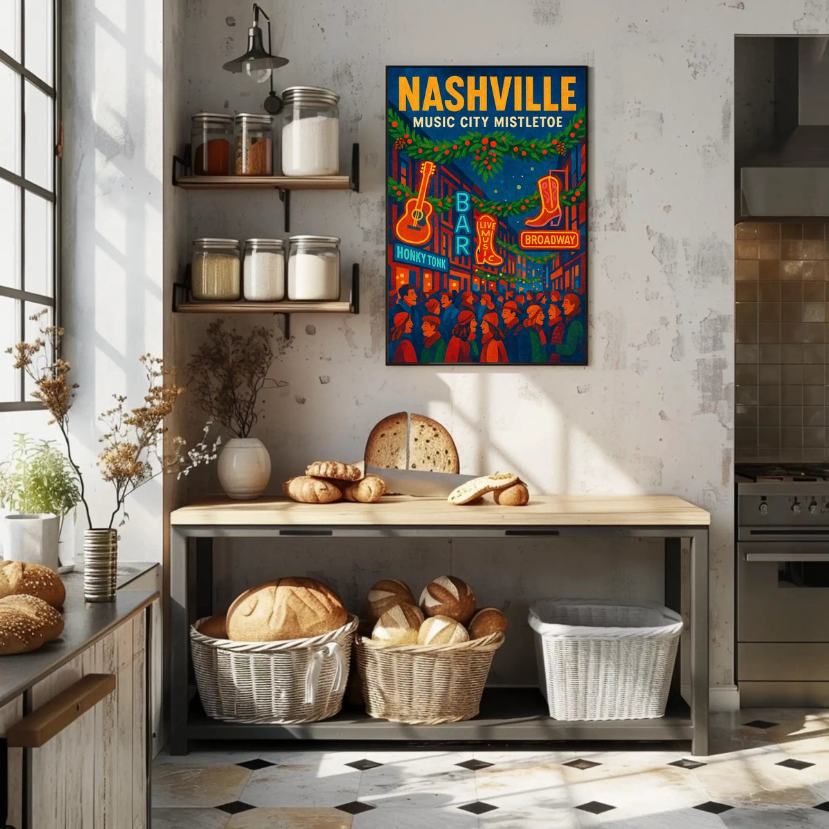 Nashville Music City Mistletoe Poster