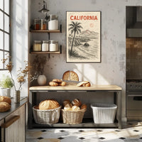 California Coastline Sketch Poster