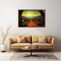 Surreal Explorer Landscape Portal: Futuristic Sci-Fi Poster