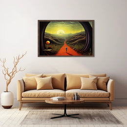 Surreal Explorer Landscape Portal: Futuristic Sci-Fi Poster