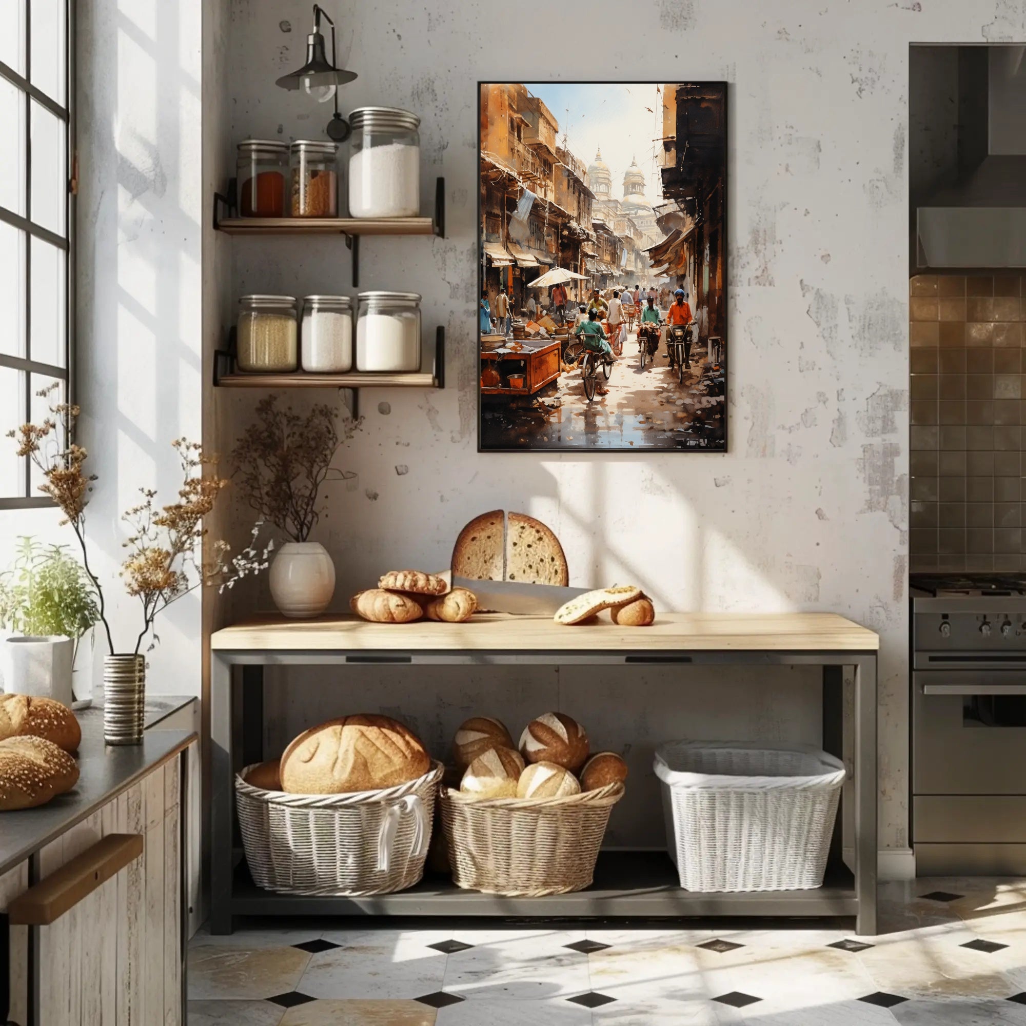 Bustling Market Street Poster