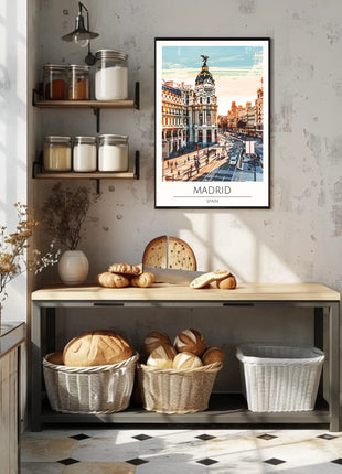 Madrid Urban Landmark Vibrant Digital Art Travel Poster