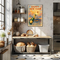 Happy New Year Celebration Urban Cityscape Poster