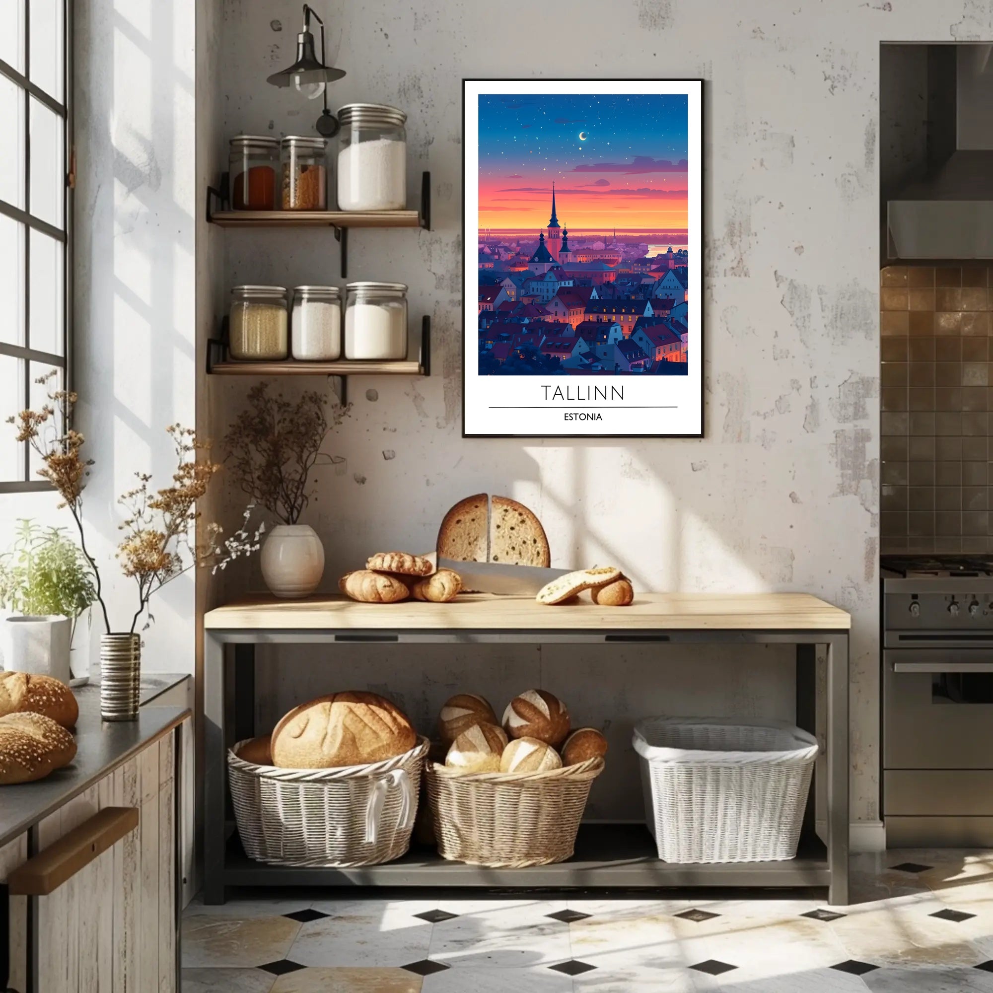 Tallinn Dusk Skyline Travel Poster